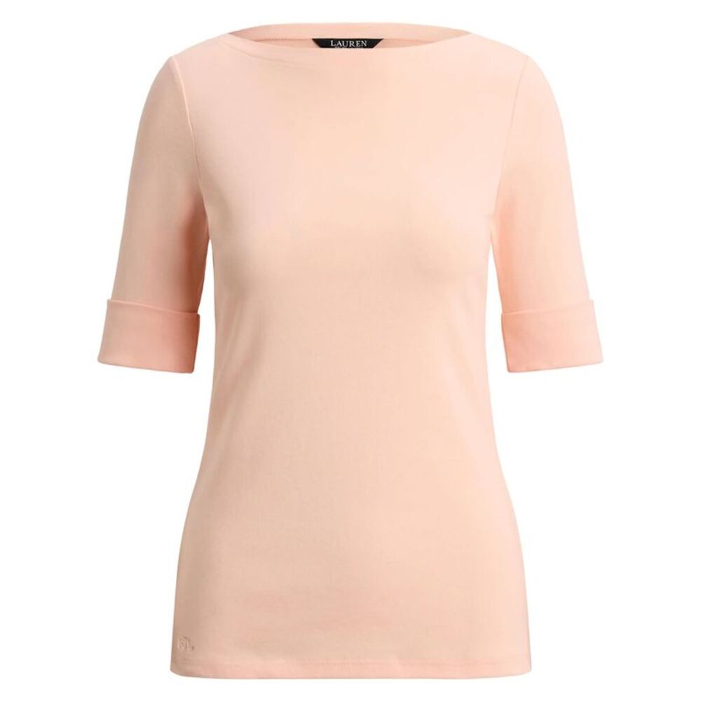 Lauren Ralph Lauren Womens Petite Cotton Boatneck T-Shirt L Portside Coral NWT